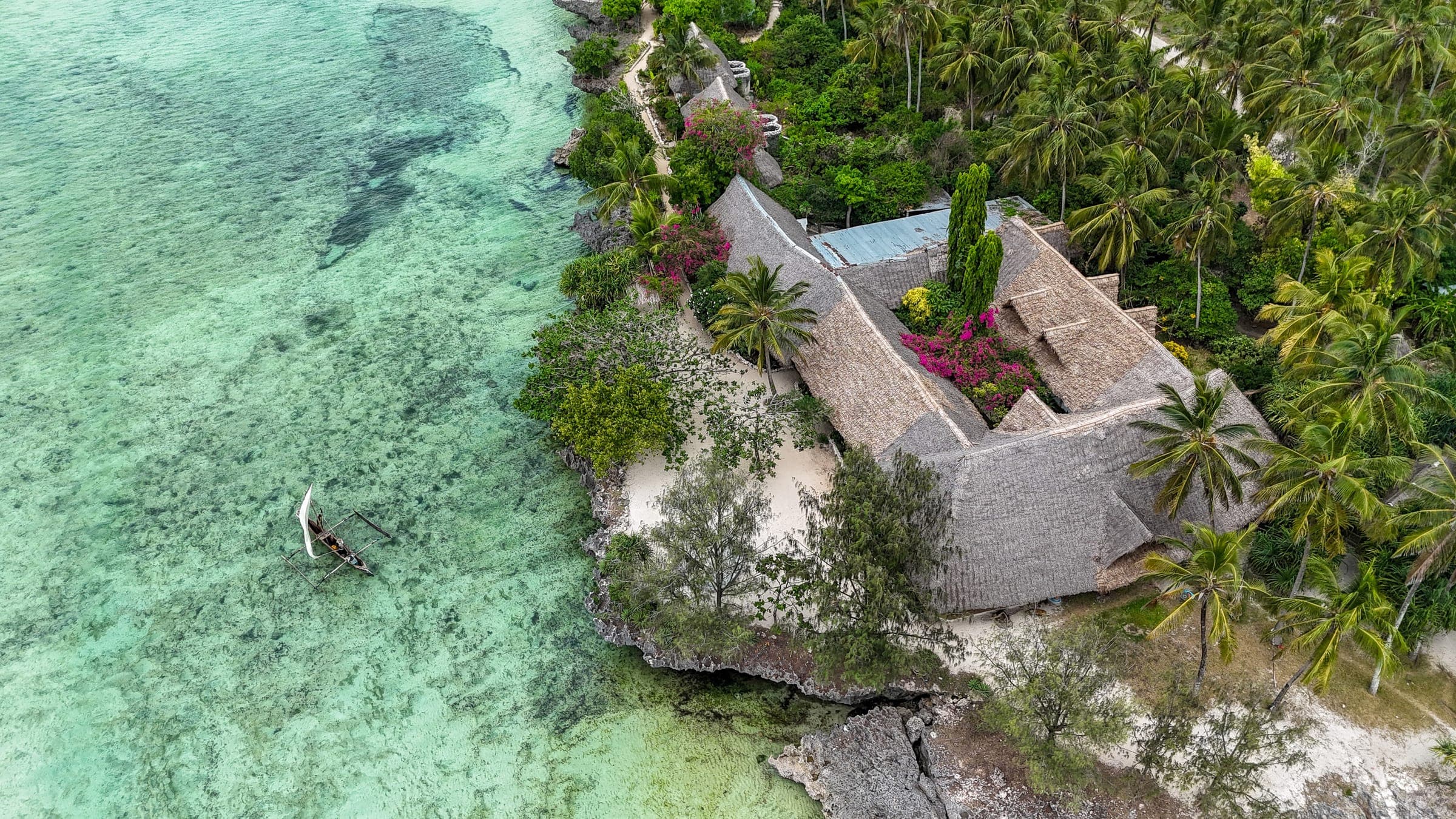 Aerial drone photo of the Veridiana Hotel property and coastline